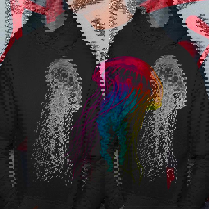 クラゲ カラフル ファンタジー 動物 アート グラフィック クラゲ パーカー 面白い贈り物