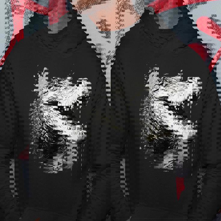 クロコダイル ワニの肖像画 爬虫類 カラフル アニマルプリント パーカー 面白い贈り物