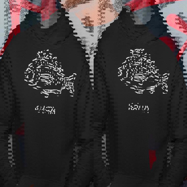 クロダイ２ 白 フィッシング 魚釣り アングラー ゆるおもしろイラスト パーカー 面白い贈り物