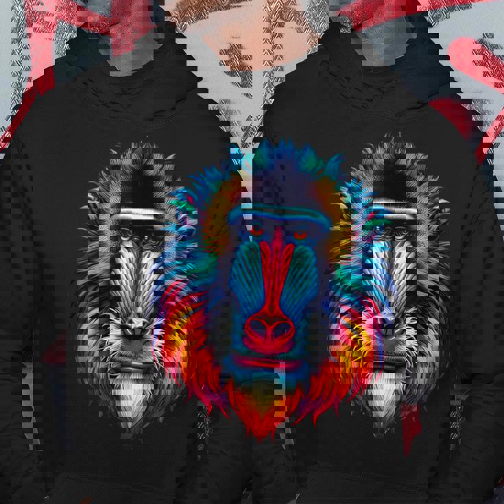 クール マンドリル 猿の精霊 動物 イラスト 絞り染め アート パーカー 面白い贈り物