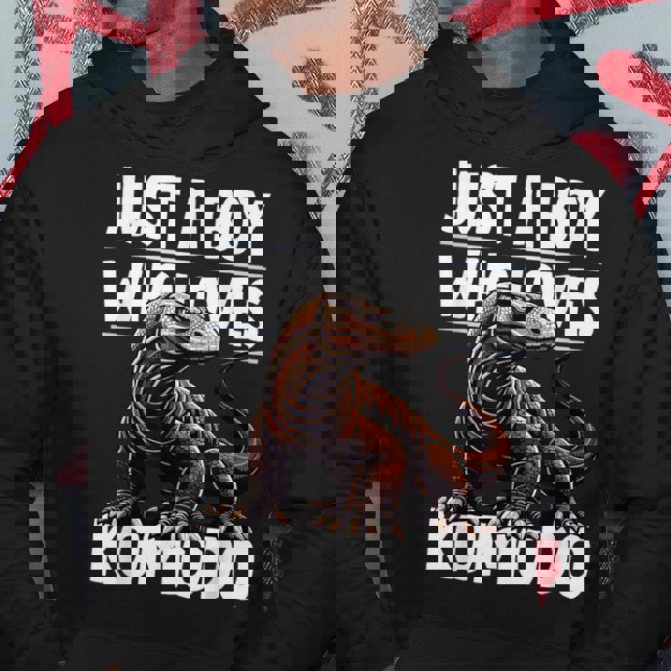 コモドドラゴンを愛するただの少年 男の子 キッズ パーカー 面白い贈り物