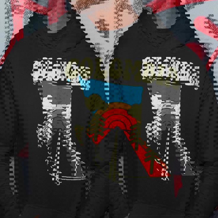 コロンビア ビンテージ コロンビアン カントリー レインボー レトロ 70年代地図 パーカー 面白い贈り物