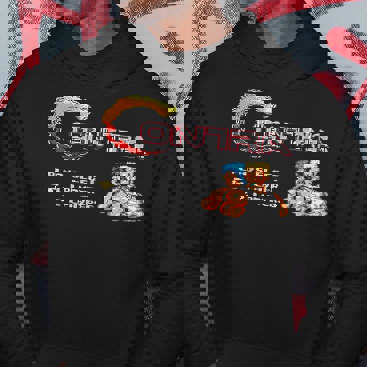 コントラ タイトル スクリーン レトロ ゲーマー ピクセル ウォリアー クラシック ゲーム パーカー 面白い贈り物