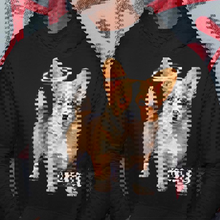 コーギー 天使 子犬 水彩 パーカー 面白い贈り物