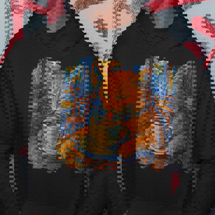 ゴッホ 猫 絵画 面白い 芸術的 猫 コーヒー愛好家 パーカー 面白い贈り物