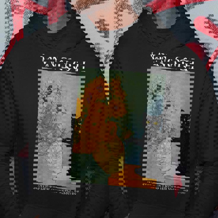 ゴッホ 黒猫 ひまわり おもしろ猫 パーカー 面白い贈り物