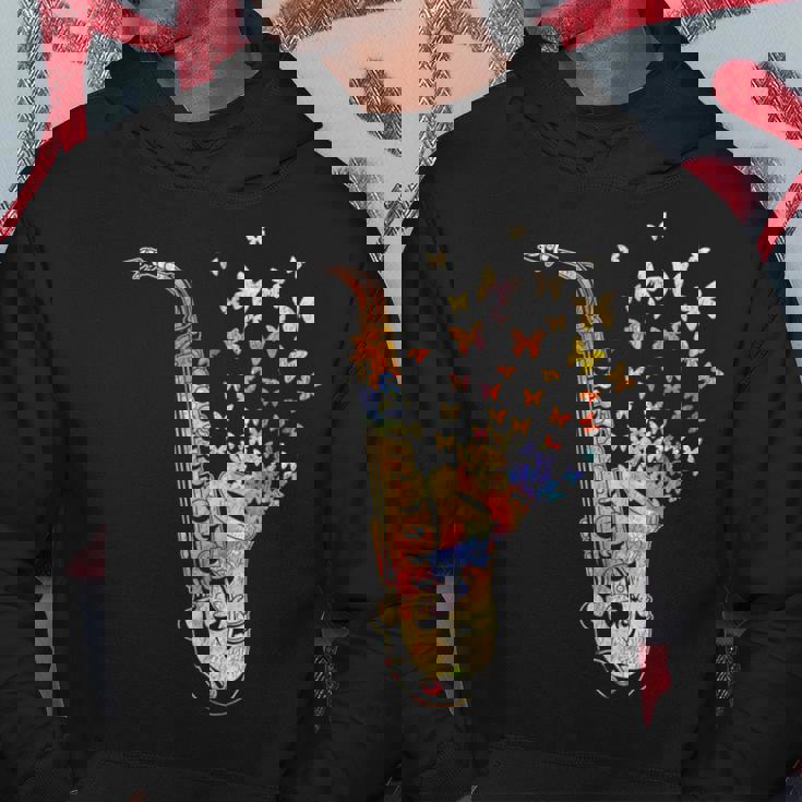 サクソフォニスト コロラド 蝶 音符 ジャズサックス パーカー 面白い贈り物