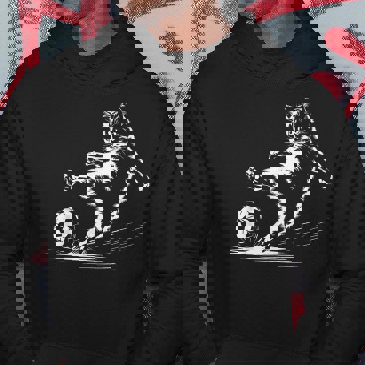 サッカーボール グラフィック 猫 スポーツ コスチューム ギフト パーカー 面白い贈り物