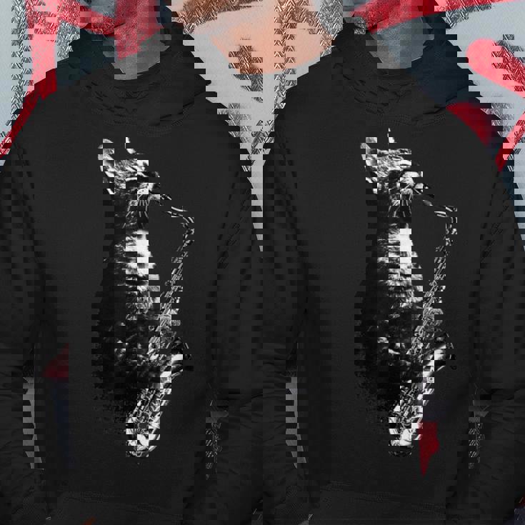 サックスを奏でる猫 面白い猫 ジャズ サックス 音楽 サックス パーカー 面白い贈り物