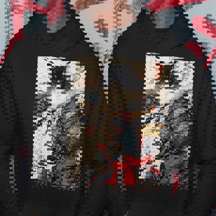 サムライ 猫戦士 浮世 墨絵 猫 サムライ パーカー 面白い贈り物