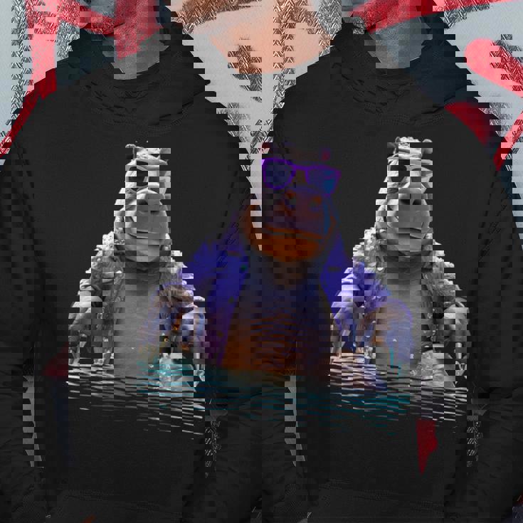 サングラスをかけたカバ カバ かわいいカバ パーカー 面白い贈り物