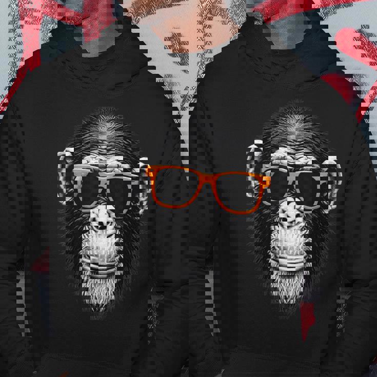 サングラスをかけたクールなチンパンジー猿グラフィックアート パーカー 面白い贈り物