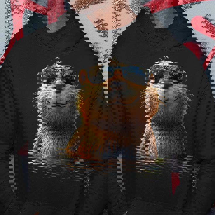 サングラスをかけたビーバー げっ歯類が大好き かわいいビーバー パーカー 面白い贈り物