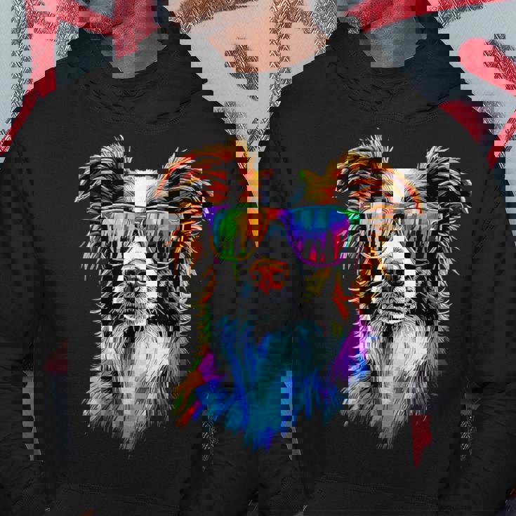 サングラスをかけたボーダーコリー 子犬 かわいいボーダーコリー パーカー 面白い贈り物