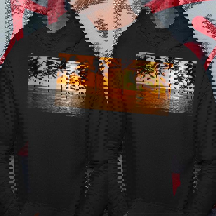 サンセット ビーチ ヤシの木 クール 海 サーフィン パーカー 面白い贈り物