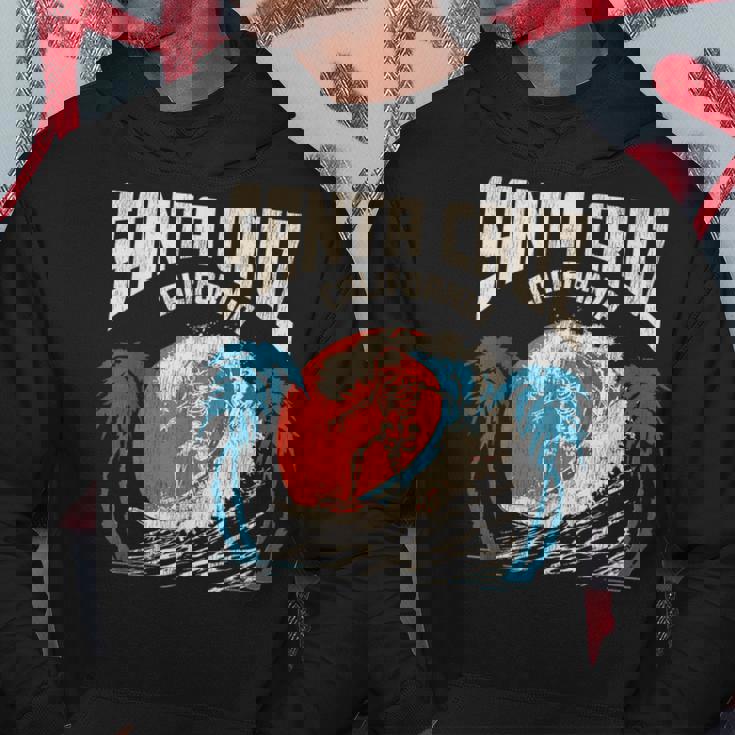 サンタクルーズ カリフォルニア サーフィン スケルトンデザイン サーファー向け パーカー 面白い贈り物