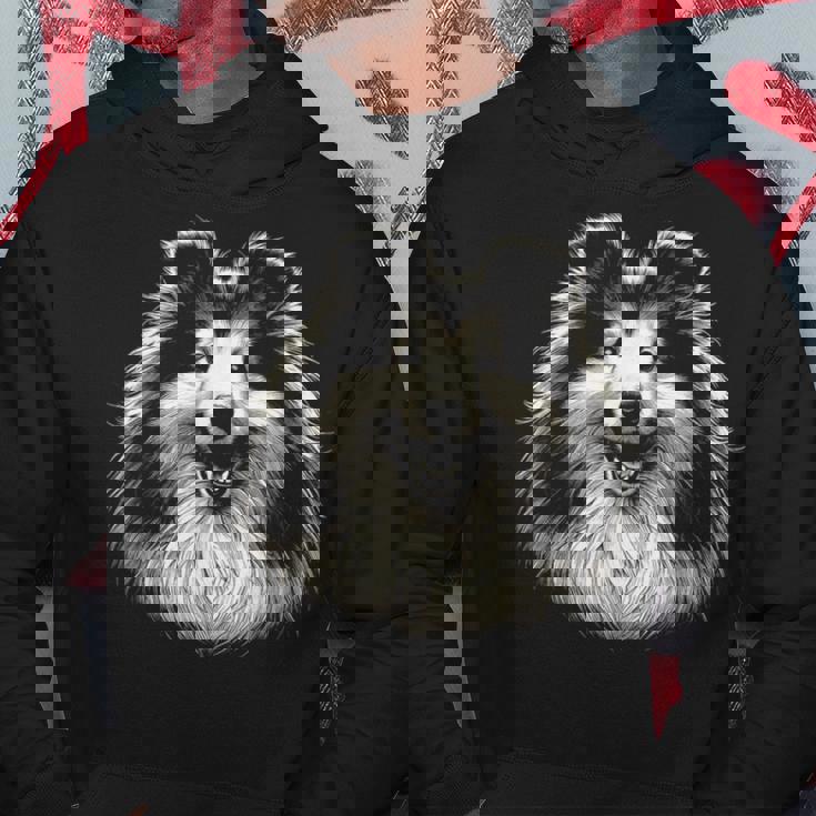 シェットランド・シープドッグ犬シェルティの顔のグラフィック アート デザイン パーカー 面白い贈り物