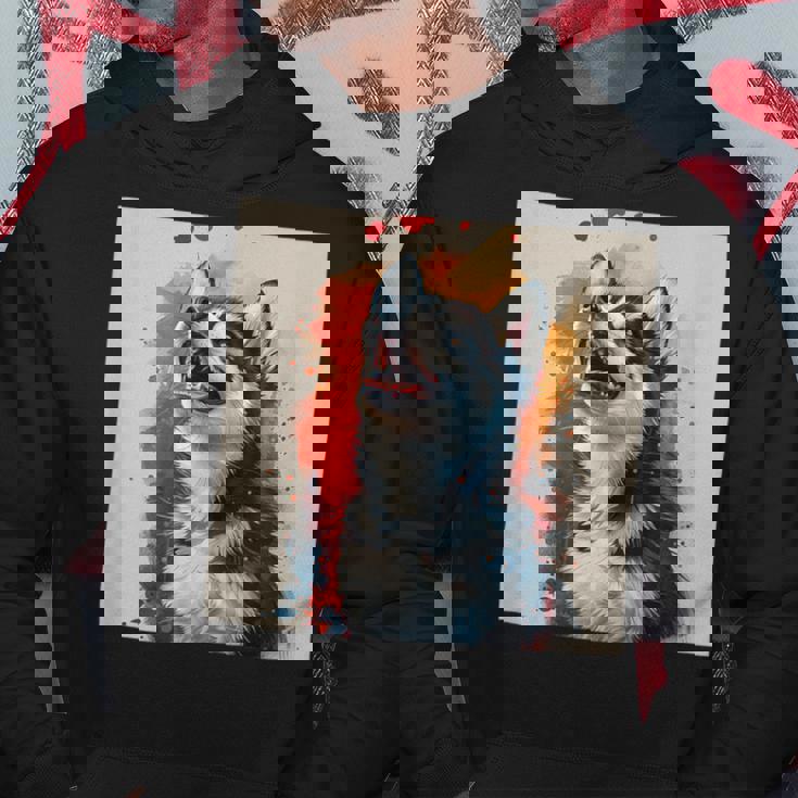 シベリアンハスキー子犬の笑いグラフィック。 パーカー 面白い贈り物