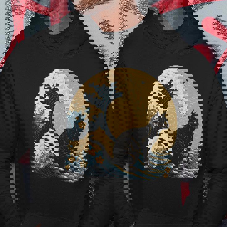 シュールレアリズム 日本画 黒猫 パーカー 面白い贈り物