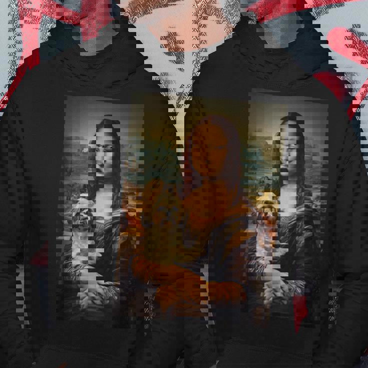 シーズー モナリザ 絵画 アート 犬 ママ お父さん パーカー 面白い贈り物