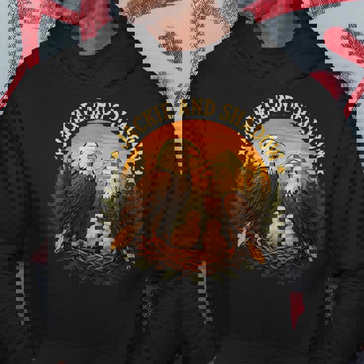 ジャッキーとシャドウ ハクトウワシビンテージ野生動物 自然 パーカー 面白い贈り物