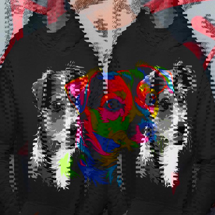 ジャック・ラッセル・テリア ブライトカラー ポップアート 愛犬家 パーカー 面白い贈り物