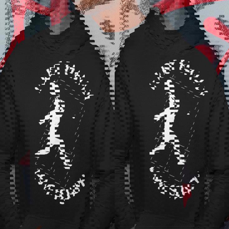 スカッシュプレーヤー I Just Really Lovequash パーカー 面白い贈り物