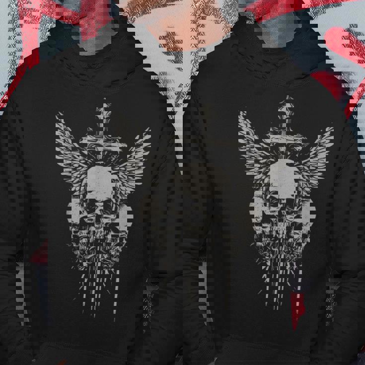 スカル クロス Y2k グランジ 美的 Alt ゴス スカル クロス ゴシック パーカー 面白い贈り物