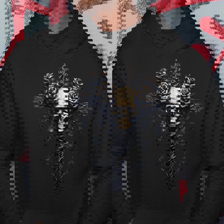 スカル ゴシック バラ 十字架 バラ つる 美的 ゴス パーカー 面白い贈り物