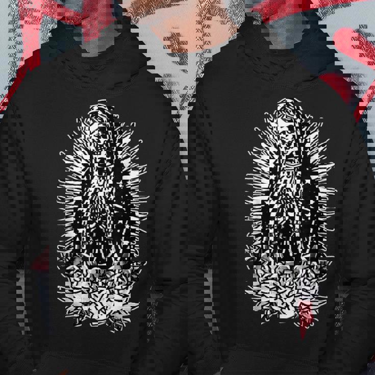 スケルトン メアリー チカーノ X バラ トラディショナル タトゥー フラッシュ パーカー 面白い贈り物