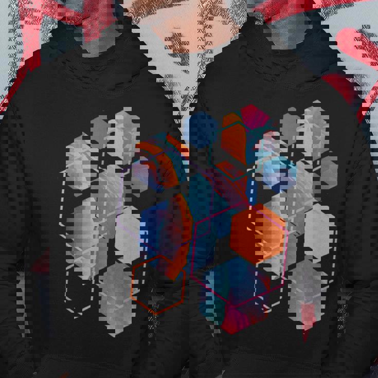 スタイリッシュ ティール オレンジ 六角形 モダン シェイプ マニア パーカー 面白い贈り物