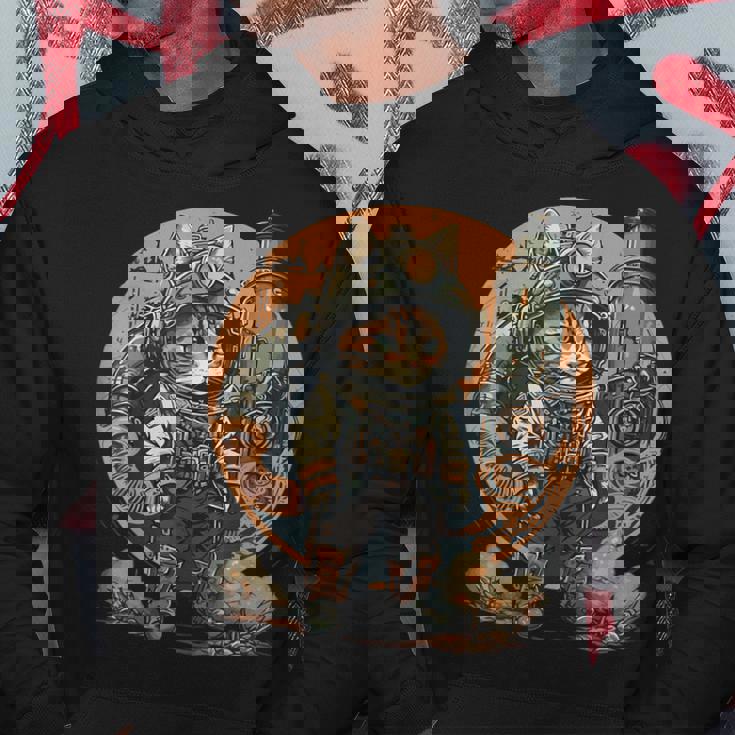 スチームパンク 猫 キティ 子猫 月 スペース スチームパンク パーカー 面白い贈り物