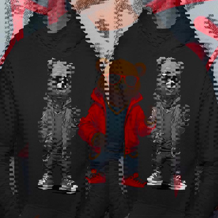 ストリートウェア ヒップホップ ラップ ラッパー ベア クール アーバン グラフィック パーカー 面白い贈り物