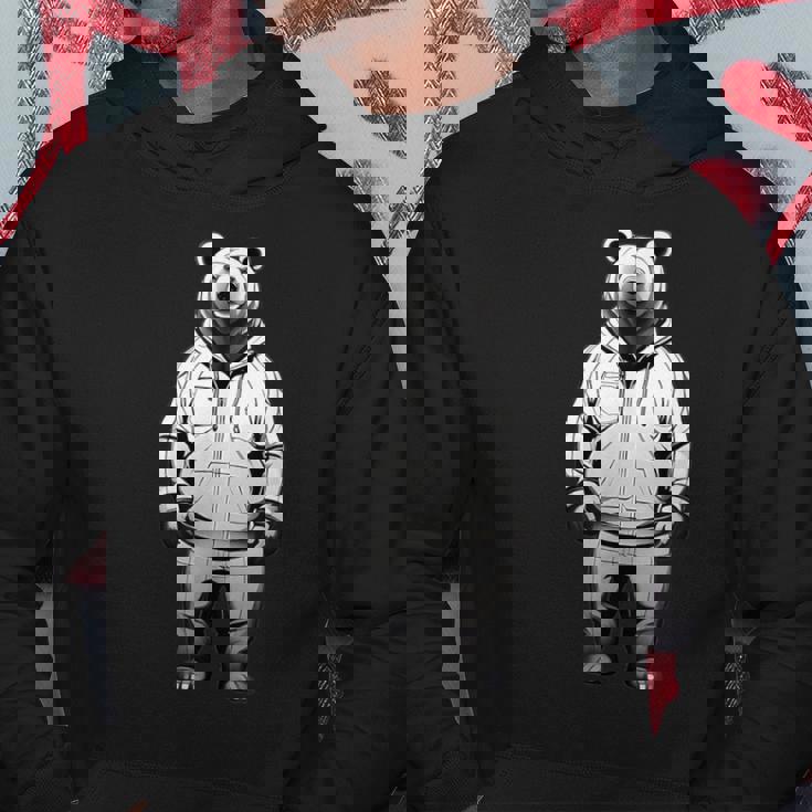 ストリートウェア風のミニマルなクマのイラスト パーカー 面白い贈り物