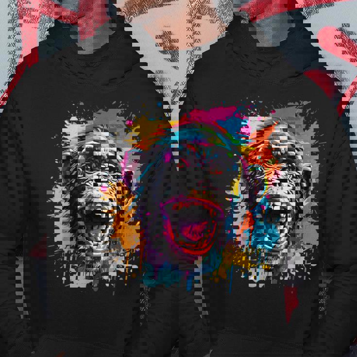 スプラッシュアート チンパンジー 野生動物 動物 好き カラフル パーカー 面白い贈り物