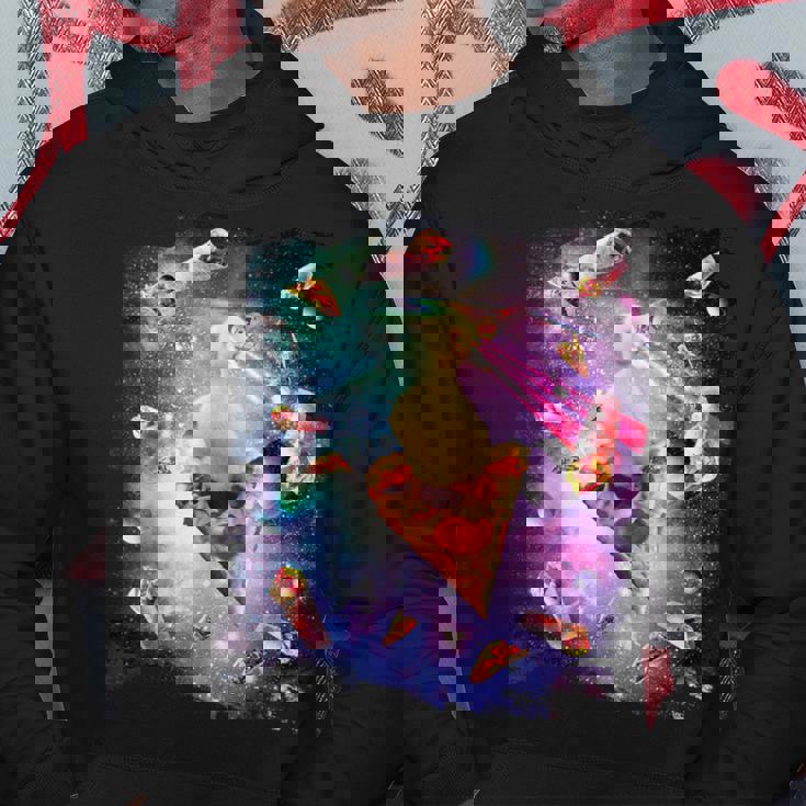 スペースレーザーアヒル食べるピザ、ギャラクシーダック。 パーカー 面白い贈り物