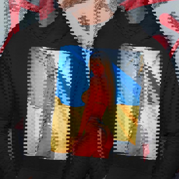 セクシーガールグラフィックtシャツ 「モダンピンナップガール&ウクライナ国旗2」 パーカー 面白い贈り物