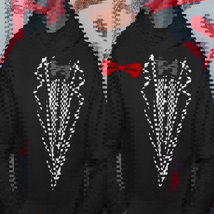 メンズ タキシード 赤い蝶ネクタイ付き ブラックスーツ 面白い メンズ レディース キッズ パーカー 面白い贈り物