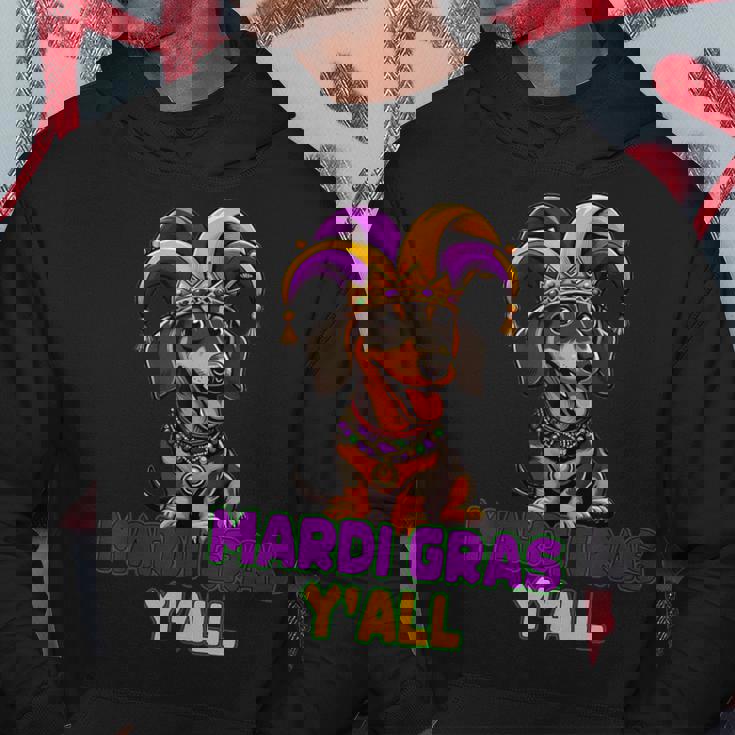 ダックスフンド 犬 マルディグラ Y'all パーカー 面白い贈り物