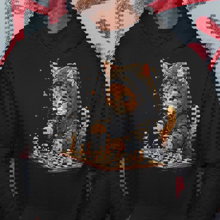 チェス メンズ レディース キッズ 猫 チェスプレイヤー パーカー 面白い贈り物