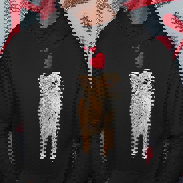 チワワ犬とハートのかわいい子犬のモチーフ パーカー 面白い贈り物