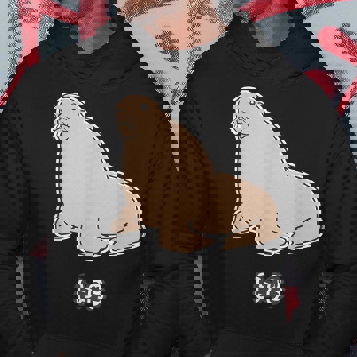 トド《ビッグ プリント》【どうぶつフレンズ】海・水族館の生き物 ゆるくてかわいい キャラクター イラスト パーカー 面白い贈り物