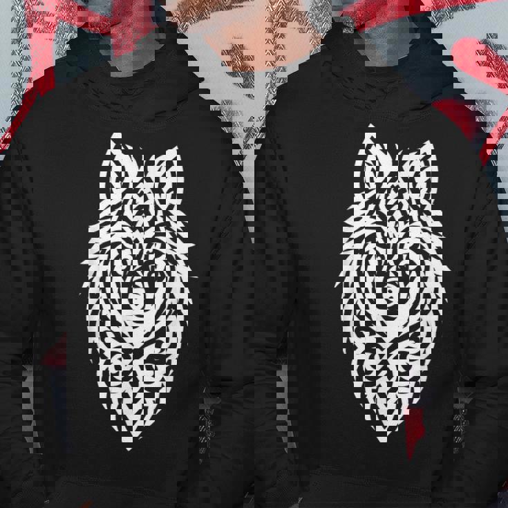 トライバルウルフ 北欧モチーフ ゲール柄 ライトウルフ パーカー 面白い贈り物