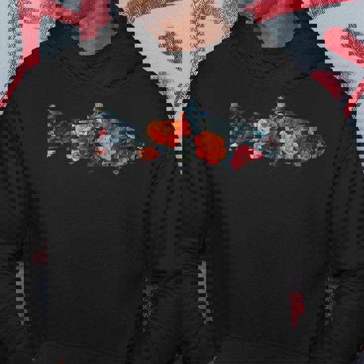 トラウトフィッシュのシルエット 花 植物 植物的 花柄 パーカー 面白い贈り物