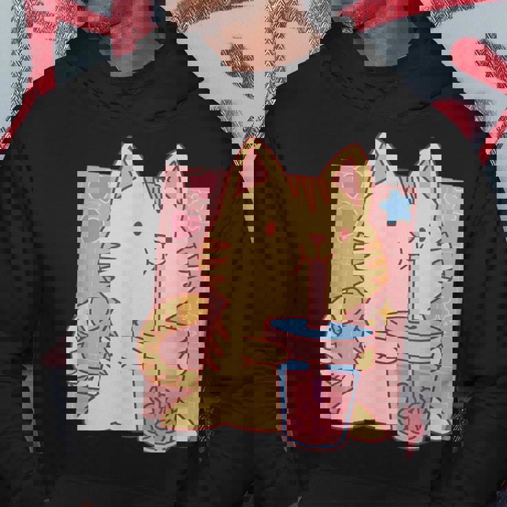 トラ猫とボバ茶のかわいいかわいい猫のグラフィック パーカー 面白い贈り物