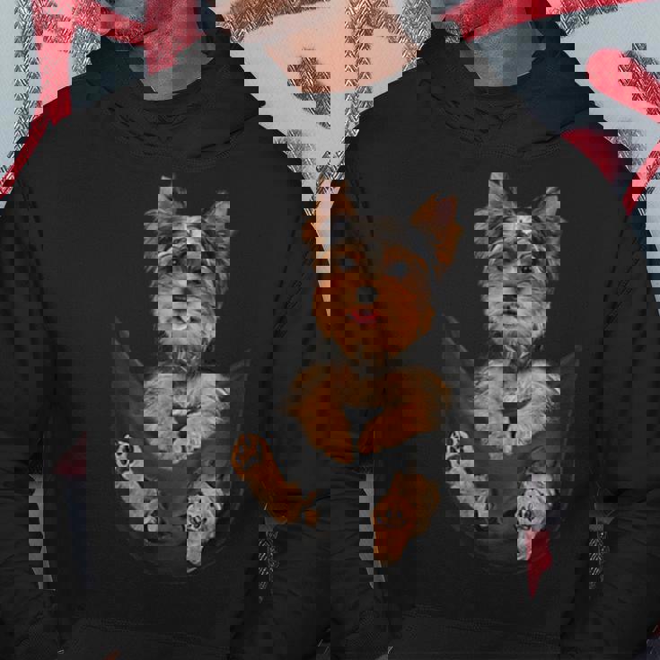 ドッグラバーズギフト ヨークシャーテリア ポケット入り 面白い犬の顔 パーカー 面白い贈り物