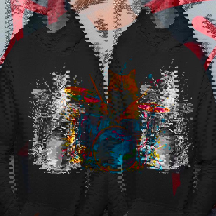 ドラマーの猫猫とドラム パーカー 面白い贈り物