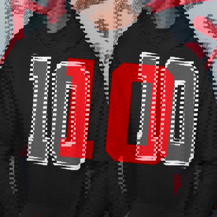 ナンバー10 スポーツジャージ 誕生日 年齢 ラッキーナンバー レッド ホワイト パーカー 面白い贈り物