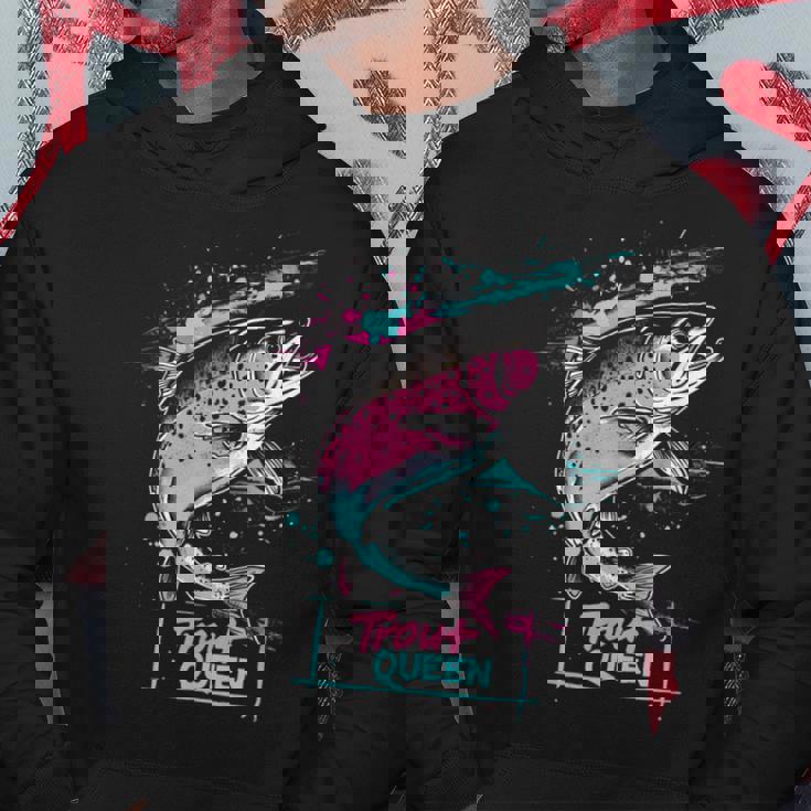 ニジマスのフライフィッシング・グラフィック トラウト・クイーン パーカー 面白い贈り物