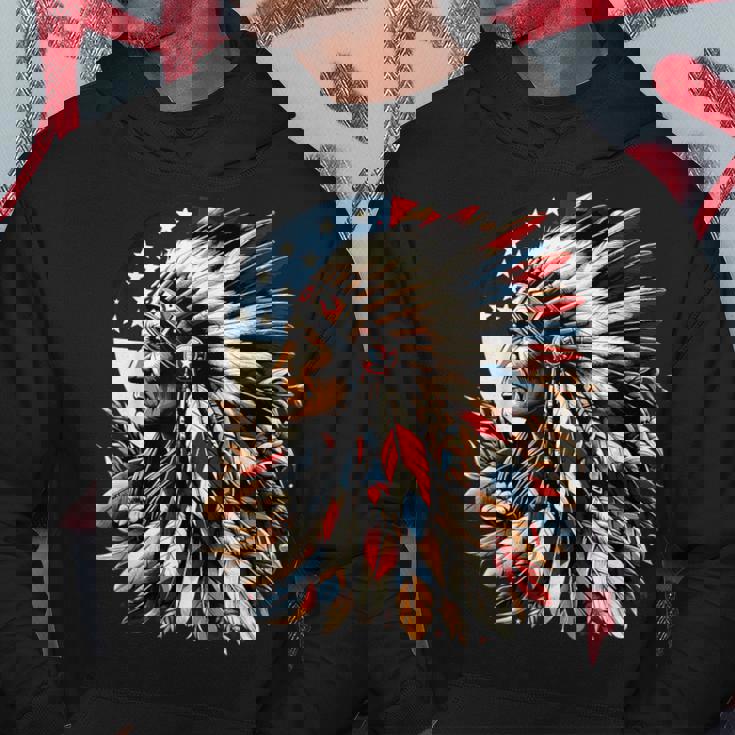 ネイティブアメリカン インディアン チーフ アメリカ国旗 先住民 パーカー 面白い贈り物